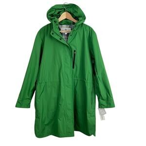 Fleet Street Hooded Raincoat Jacket Green Long Women Size XL NEW